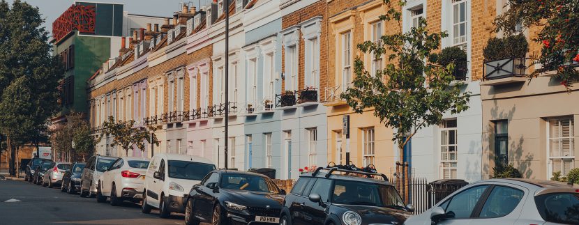 London, Uk - August 12, 2020: Cars Parked Outside Pastel Coloure